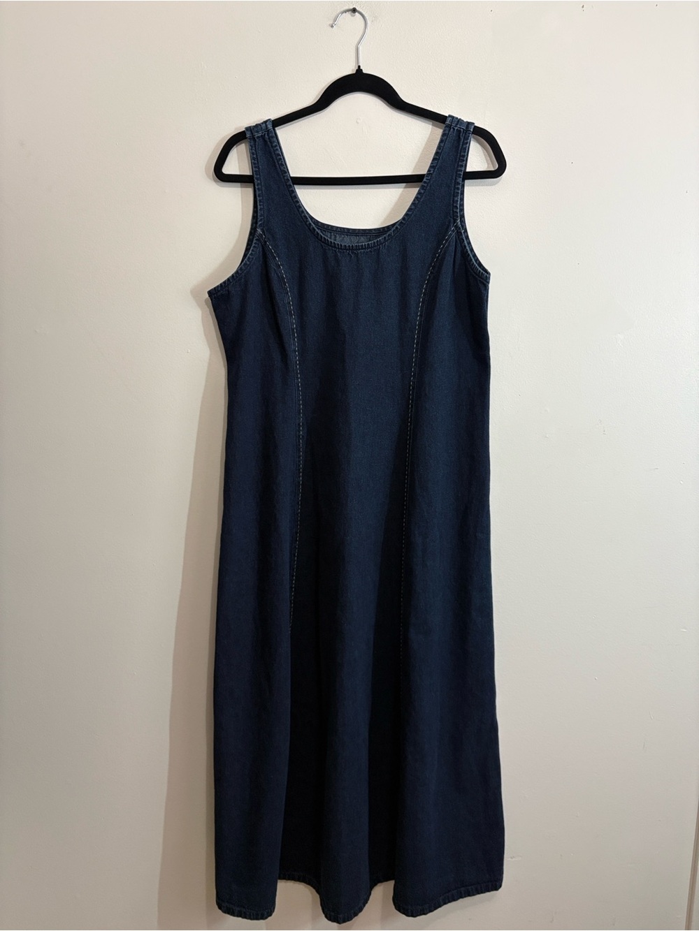 French Dressing Jeanwear Paris Sleeveless Dark Blue Denim Maxi Dress size 12